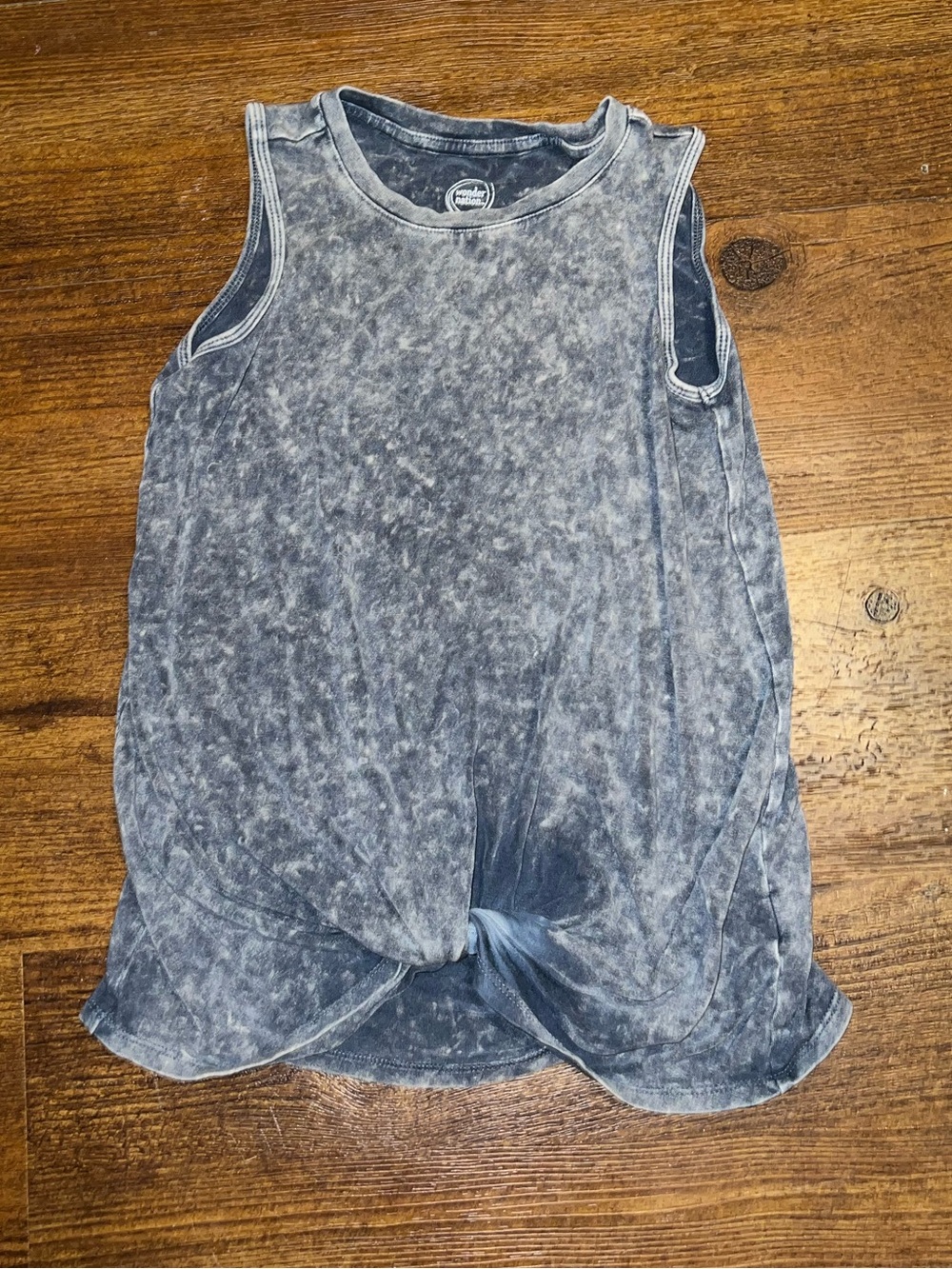 Kids Acid-Wash Gray Tie-Front Lightweight Flowy Tank Top Size S (6-6X) - Picture 1 of 3